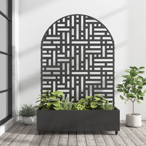 1 Piece Iron Black Arched Outdoor Planting Box with Climbing Frame, Garden Planting Decoration - 1 of 4