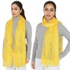Anna-Kaci Women's Embroidered Floral Lace Scarf Solid Double Layered Faux Pearls Long Wrap Scarf - 2 of 4