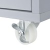 Rolling Kitchen Island with Extended Table, LED Lights, Power Outlets, Glass Doors, Storage, and Open Shelves - 3 of 4