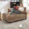 Oversized Corduroy Sleeper Sofa Chaise Lounge with USB Charging, Cup Holder, and Side Pocket - 2 of 4