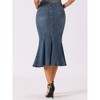 Allegra K Women's Fishtail Washed Midi Jean Bodycon Skirt - image 3 of 4