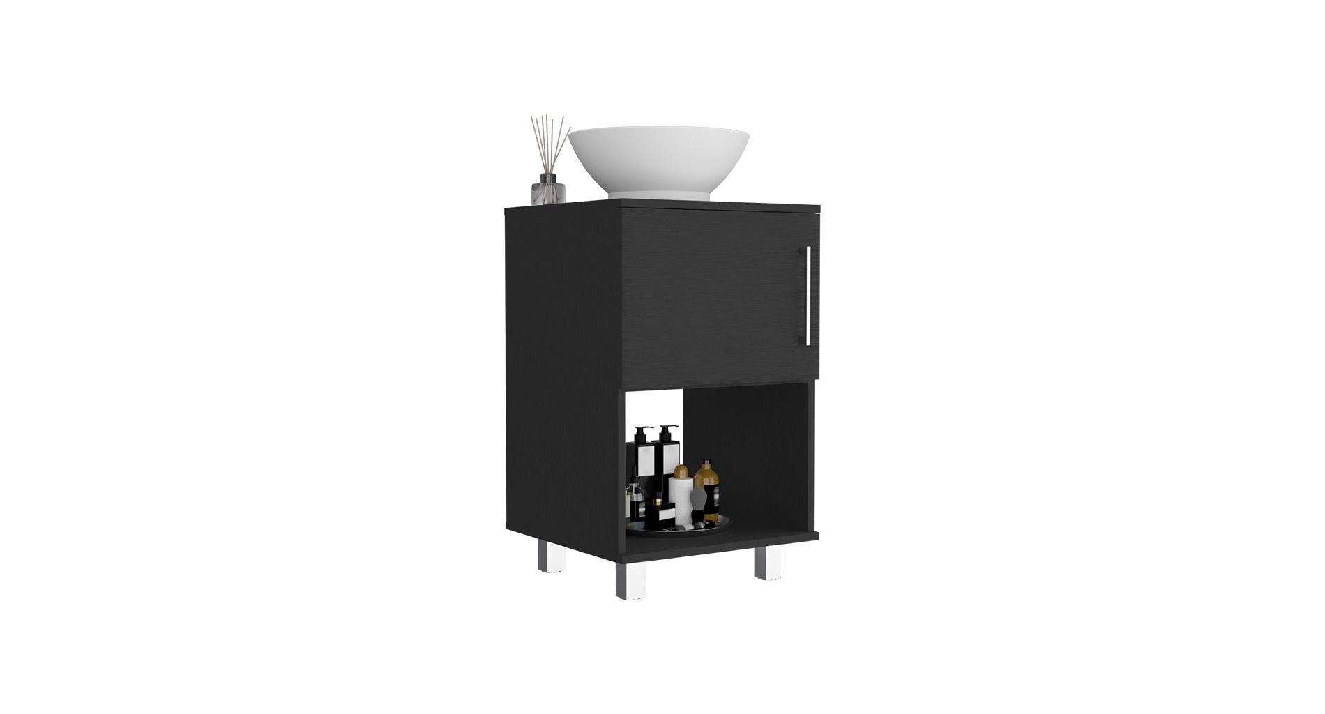 Depot E-Shop Single Bathroom Vanity, One Open Shelf, Single Door Cabinet