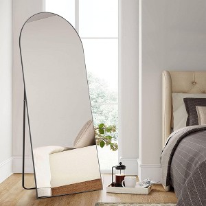 Okak 59/64IN Arched/Rect Standing Mirror with Aluminum Alloy Thin Frame, Full Length Mirror with Hanging Holes, Mirror for Living Room, Bedroom - 1 of 4