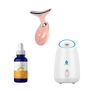 Glow & Renew Skincare Bundle: Facial Steamer, 7-in-1 LED Light Therapy Device & Vitamin C 20% Serum - 1 of 4
