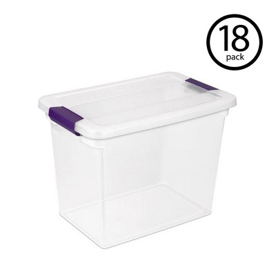 Sterilite 27 Quart ClearView Storage Tote Container with Latching Lid, (18 Pack)