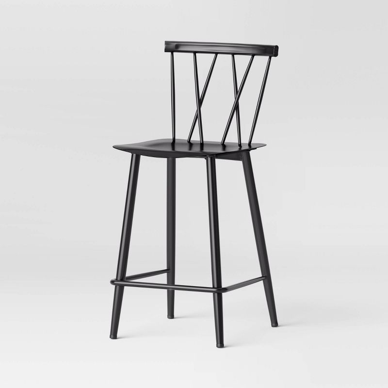 Becket Metal X Back Counter Height Barstool Black - Threshold&#8482;, 1 of 6