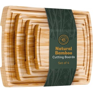 Wood Cutting Board - Bamboo Cutting Board Set, Wooden Cutting Boards for Kitchen with Deep Juice Groove, Side Handles - Wood Chopping Boards - 1 of 4
