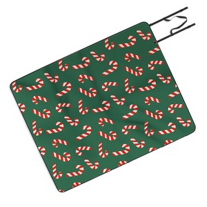 Lathe & Quill Candy Canes Green Picnic Blanket -Deny Designs - 1 of 3