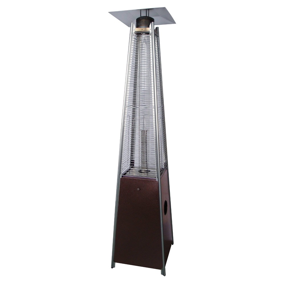 Hammered Metal Tall Glass Tube Portable Patio Heater - Golden Bronze - AZ Patio Heaters: Quartz, 40,000 BTU, 10ft Radius