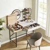 NicBex Vanity Desk with Mirror 40" Vanity Table with Mirror, Wireless Charging Station, Classic Wood Makeup Vanity with 3 Open Shelves - 2 of 4