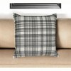 20" White and Black Check Cotton Blend Throw Pillow With Embroidery - 2 of 4