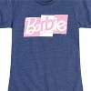 Girls' - Barbie - Pink and White Block Mixed Font Logo Fitted Short Sleeve Graphic T-Shirt - 2 of 4
