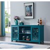 60" Sideboard Buffet Table & TV Stand Storage Cabinet with Solid Wood Legs, Tempered Glass Doors, and Adjustable Shelves - 4 of 4