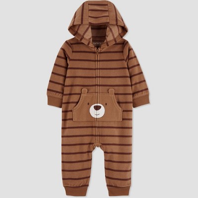 Image of Carter's Just One You®️ Baby Boys' Bear Striped Jumpsuit - Brown 9M