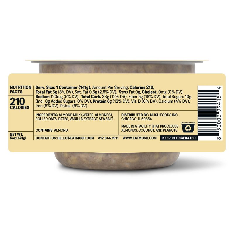 MUSH Vanilla Bean Ready to Eat Gluten Free Vegan Oats - 20oz/4ct, 3 of 8