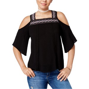 Crave Fame Womens Embroidered Cold-Shoulder Pullover Blouse - 1 of 1