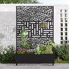 Wooakway 72"H Metal Planter Box with Trellis Raised Garden Bed with Arbor Privacy Screen with Wheels - 3 of 4