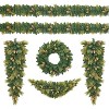 6 Pieces Christmas Decorations with LED Light, Holiday Decoration, Including 2 Garland, 1 Wreaths, 2 Swags, Christmas Decor Set for Front Doors - 4 of 4