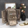 Rustic Wooden Jewelry Boxes & Organizers with Mirror, 4 Layer Jewelry Organizer Box Display - 3 of 4