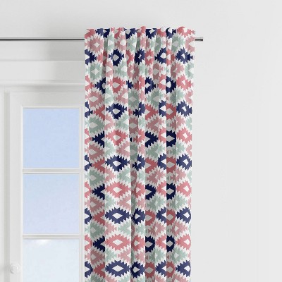 Bacati - Emma Coral/Mint/Navy Kilim Curtain Panel