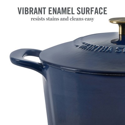 Navy Blue 7qt Enameled Cast Iron Dutch Oven with Gold Knob