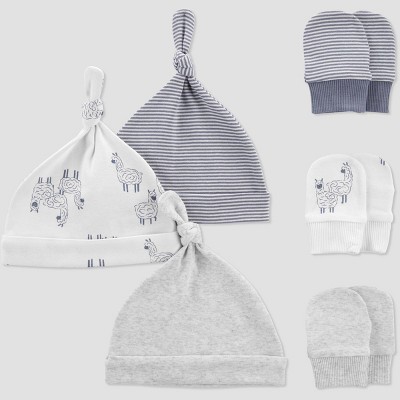 Baby 6pk Hat and Mitten Set - Just One You® made by carter's White/Gray