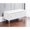 HomeRoots 38" White and Silver Faux Leather Storage Bench With Flip Top - 2 of 4
