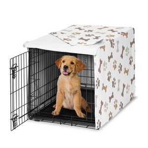 Sweet Jojo Designs Dog Crate Kennel Cover 36in. Paw and Bone Brown Grey and Taupe - 1 of 4