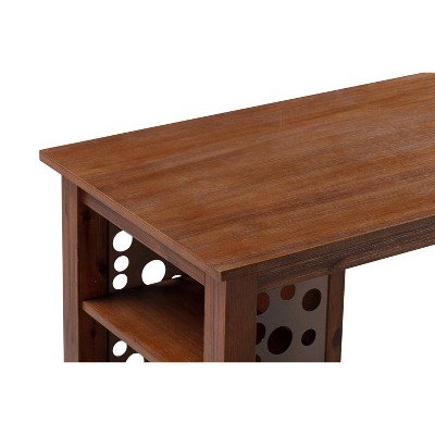 Chestnut Reclaimed Wood Counter Height Dining Table with Shelves