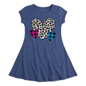Girls' - Instant Message - Patterned Hearts Fit & Flair Cap Sleeve Graphic Dress - 1 of 4