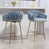 CAVINAS Set of 2 Velvet Bar Stool with Hand-Wave Back,26'' Counter Stools with Golden Chrome Base & Footrest for Home Pub & Kitchen Island - 2 of 4