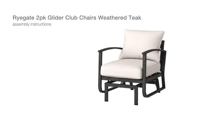 2pc Ryegate Glider Outdoor Patio Chairs, Club Chairs, Accent Chairs Gray - Threshold&#8482;, 2 of 11, play video