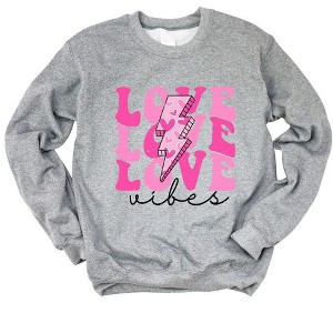 Simply Sage Market Women's Graphic Sweatshirt Love Vibes Bolt - 1 of 4