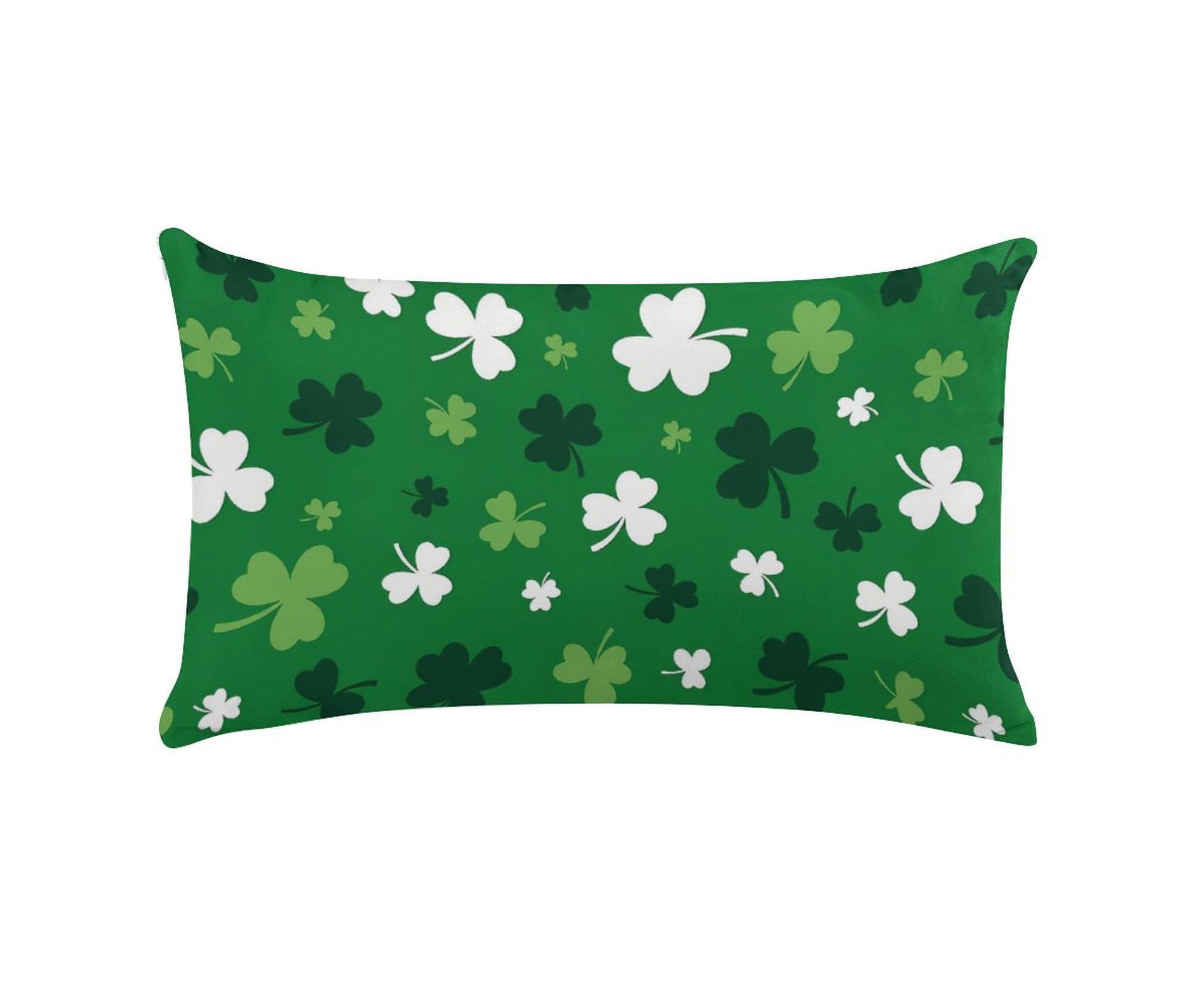 St Patricks Day Clovers Throw Pillow Cover, Shamrock Green Cushion Case Decoration for Sofa Couch 12x20 Iniches