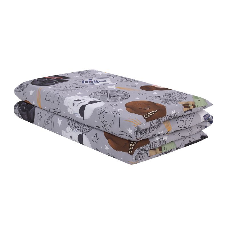 Star Wars Welcome to the Galaxy Navy and Gray Yoda, Princess Leia, R2-D2 , Chewbacca, and Darth Vader Preschool Nap Pad Sheet, 3 of 6