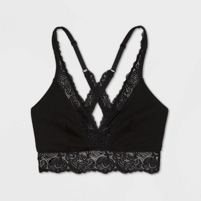 Women's Cotton Bralette With Lace - Auden™ Black L : Target