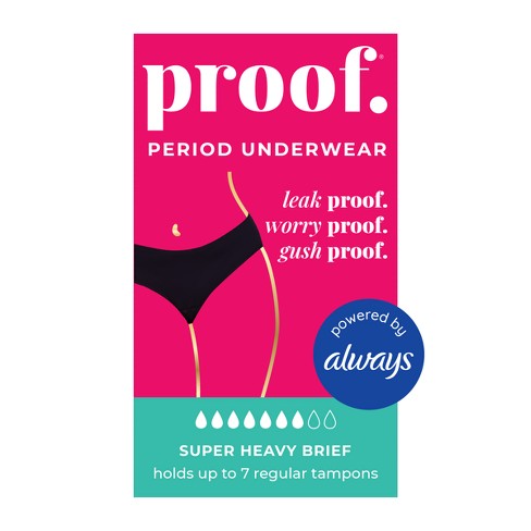 Proof Women's Briefs Super Heavy Absorbency Period Underwear - Small -  Black : Target