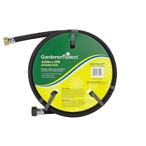 Gardener Select Durable Standard Outdoor Rubber Garden Soaker Hose W/Brass Connectors, Black, 5/8" By 25' - 1 of 1
