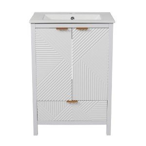 ACEPANO 24.25 in. W Modern Bathroom Vanity with Sink Assembly, One Drawer & Ample Storage Space-White - 1 of 4