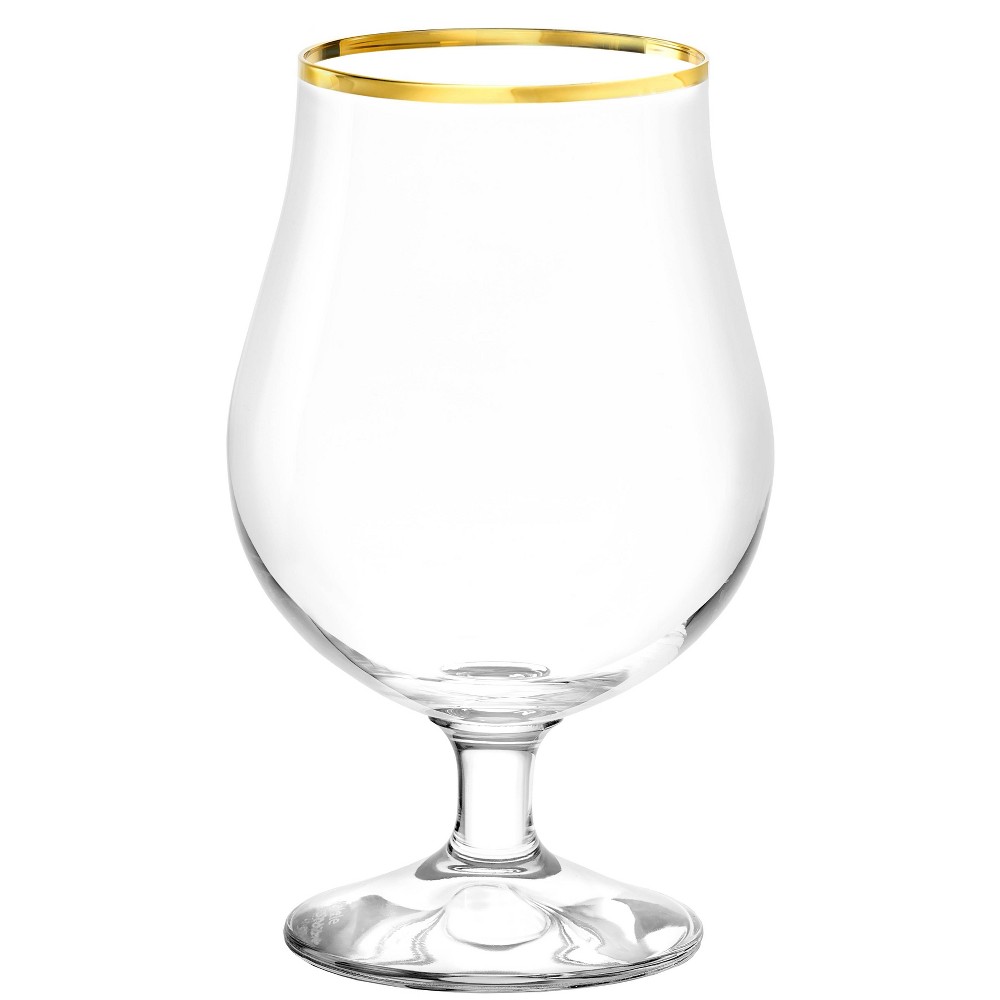 Photos - Glass Set of 4 Cabaret Berlin Beer with Rim Drinkware 17oz Glasses Gold - Stolzl