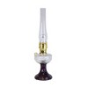 Aladdin Amethyst Lincoln Drape Table Oil Lamp with Rose Shade, Clear over Amethyst Glass with Brass Trim, Classic Vintage Design and Bright - 3 of 4
