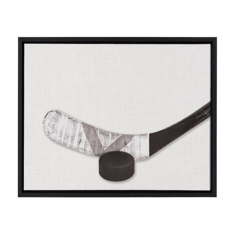 18&#34; x 24&#34; Sylvie Horizontal Hockey Stick And Puck Portrait&#160;Framed Canvas Black - DesignOvation, 1 of 10