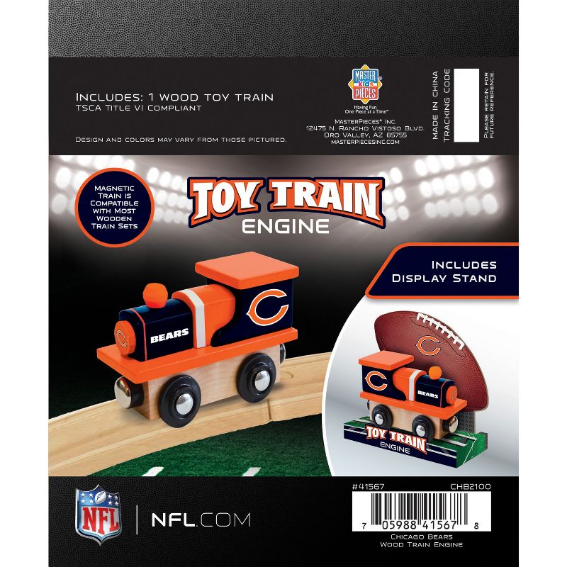 MasterPieces Officially Licensed NFL Chicago Bears Wooden Toy Train Engine For Kids, 4 of 7