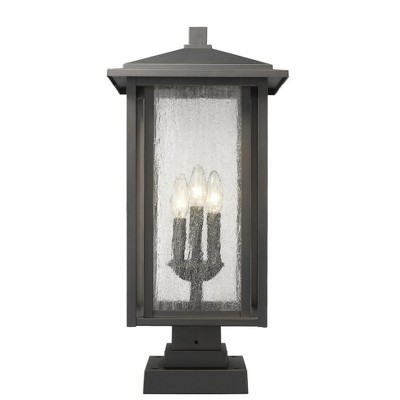 Aspen Oil Rubbed Bronze Outdoor Pier Lantern with Seedy Glass Shade