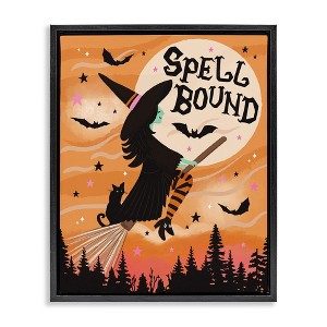 Stupell Industries Spell Bound Witch Flying Moonlit Sky Floating Frame Canvas Art - 1 of 4