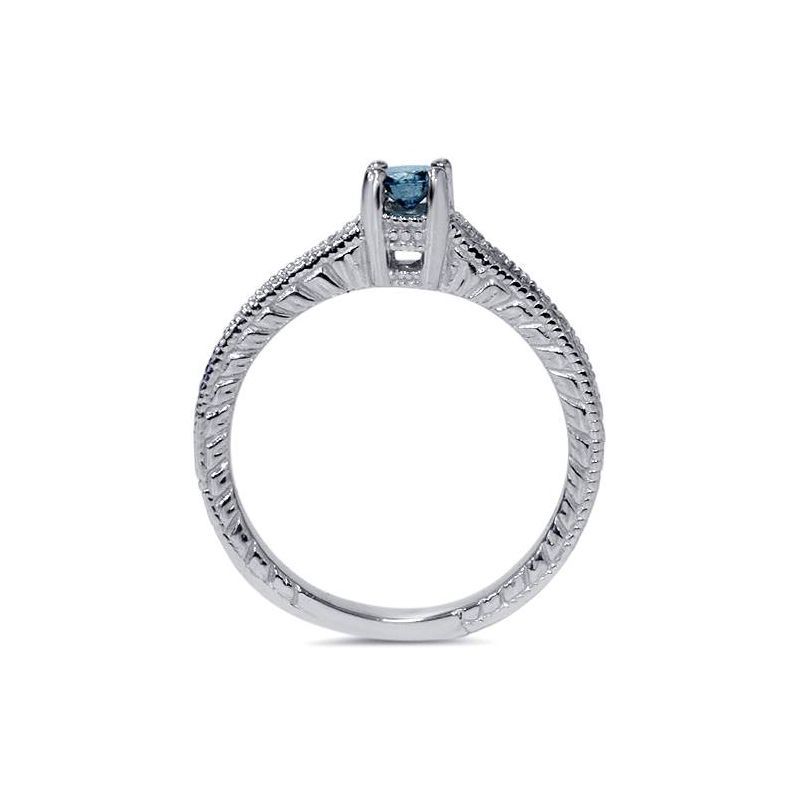 Pompeii3 1/2ct Blue & White Diamond Vintage Engagement Ring 14K White Gold, 2 of 4