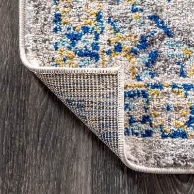 Blue and Multicolor Synthetic 8' x 10' Reversible Area Rug