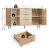 Natural Wood Buffet Cabinet with 3 Drawers, 2 Doors, and Adjustable Shelf - Freestanding Sideboard Console for Entryway, Hallway, and Living Room - 2 of 4