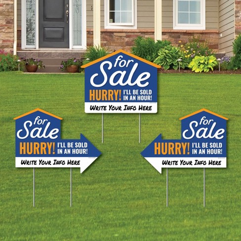 Big Dot Of Happiness For Sale - Hurry I'll Be Sold In An Hour - Funny Real  Estate Yard Sign With Stakes - Double Sided Outdoor Lawn Sign - Set Of 3 :  Target