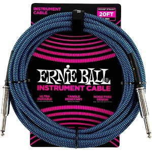 Ernie Ball Woven Straight/Straight Nickel-Plated 1/4" Instrument Cable 20 ft. Black/Blue - 1 of 2